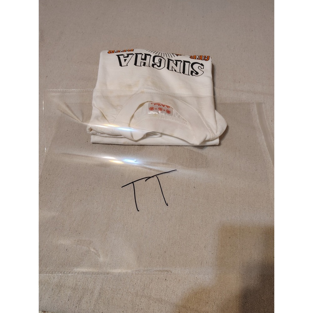 Vintage Singha Beer T Shirt Bangkok Brewery Single Stitch Hem White Sz Medium TT - Picture 9 of 9